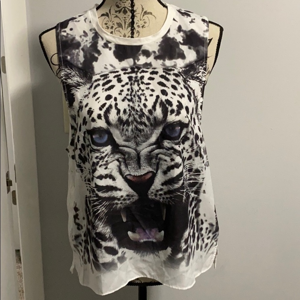 Express Black and White Leopard Print Tank Top